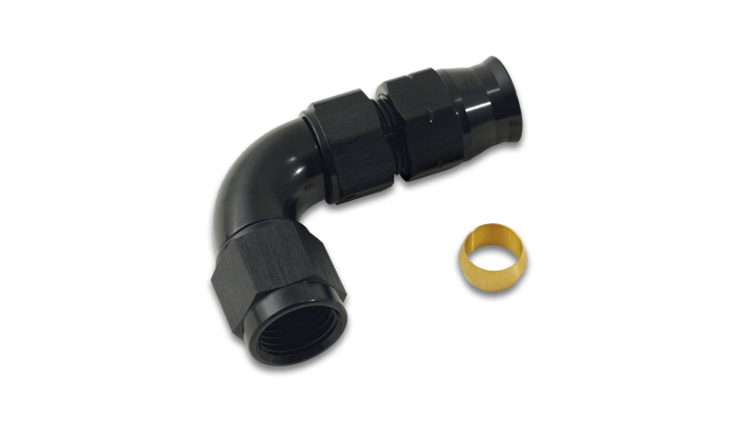 Vibrant Performance Fitting - Tube End - 90 Degree - 8 AN Female to 1/2 in Tubing - Compression Ferrule Included -