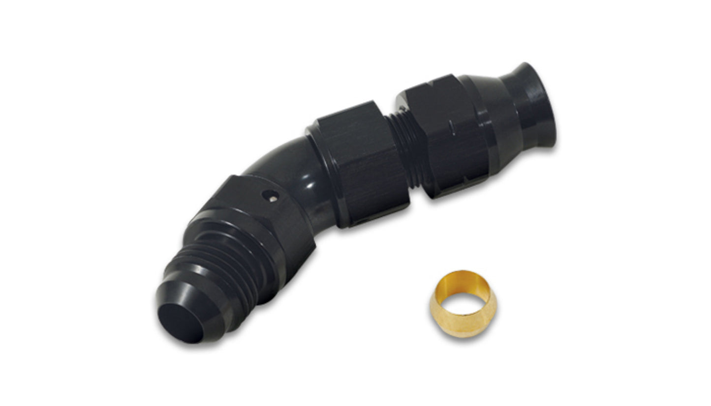 Vibrant Performance Fitting - Tube End - 45 Degree - 6 AN Male to 5/16 in Tubing - Compression Ferrule Included -