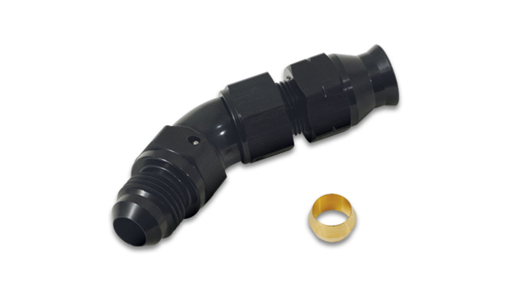 Vibrant Performance Fitting - Tube End - 45 Degree - 6 AN Male to 5/16 in Tubing - Compression Ferrule Included -