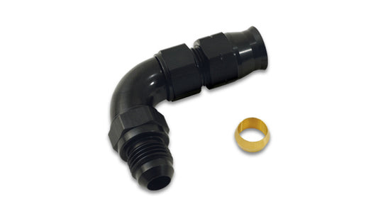 Vibrant Performance Fitting - Tube End - 90 Degree - 6 AN Male to 3/8 in Tubing - Compression Ferrule Included -
