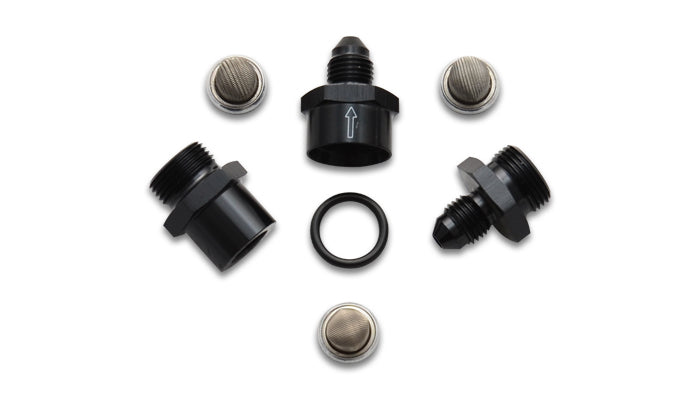 Vibrant Performance Fitting - Adapter - Inline Filter - 6 AN - 30 Micron / 80 Micron / 150 Micron Screen - Aluminum -