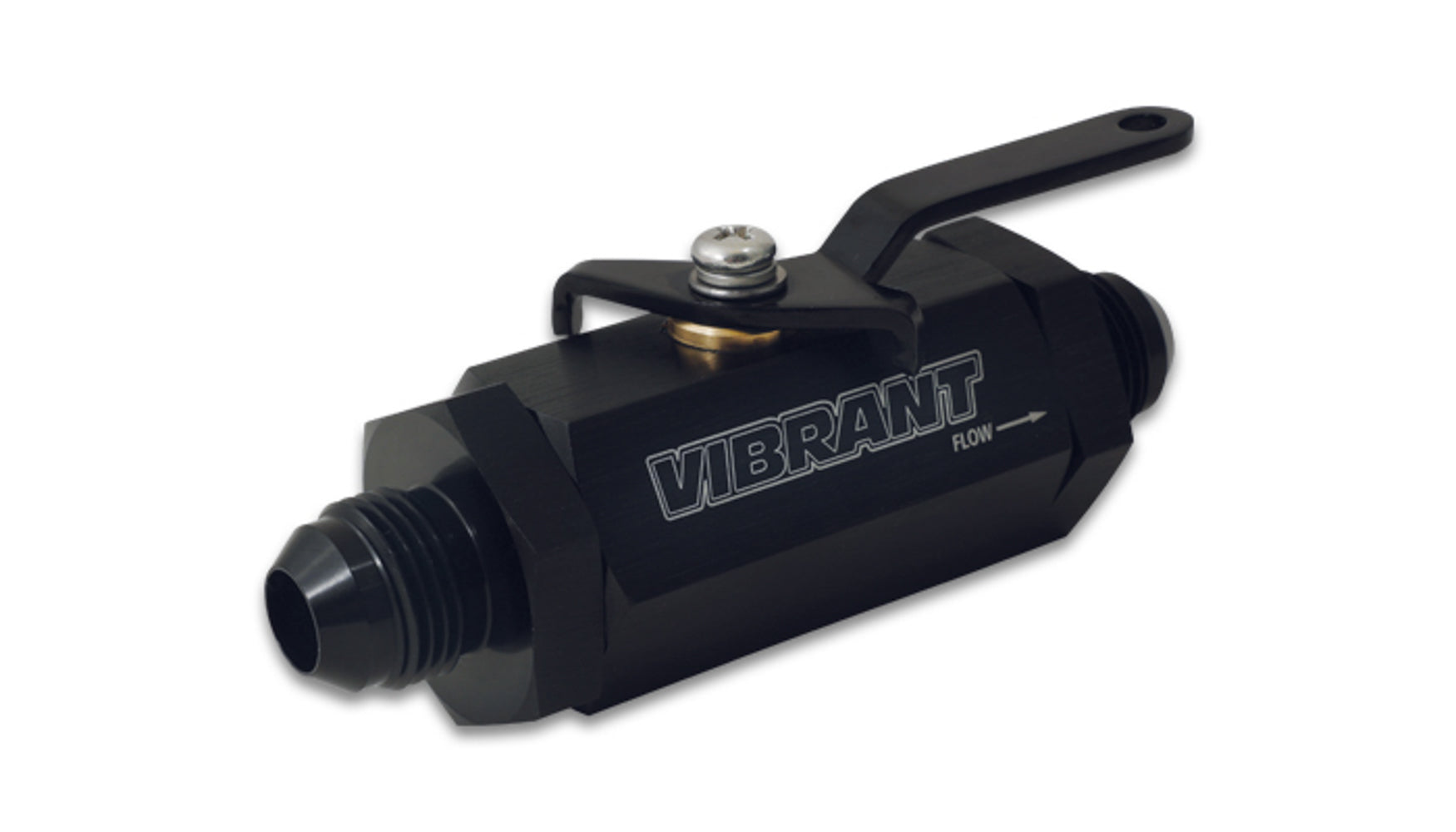 Vibrant Performance Shut Off Valve - Manual - 4 AN Male Inlet - 4 AN Male Outlet - Aluminum - Black Anodized - Each