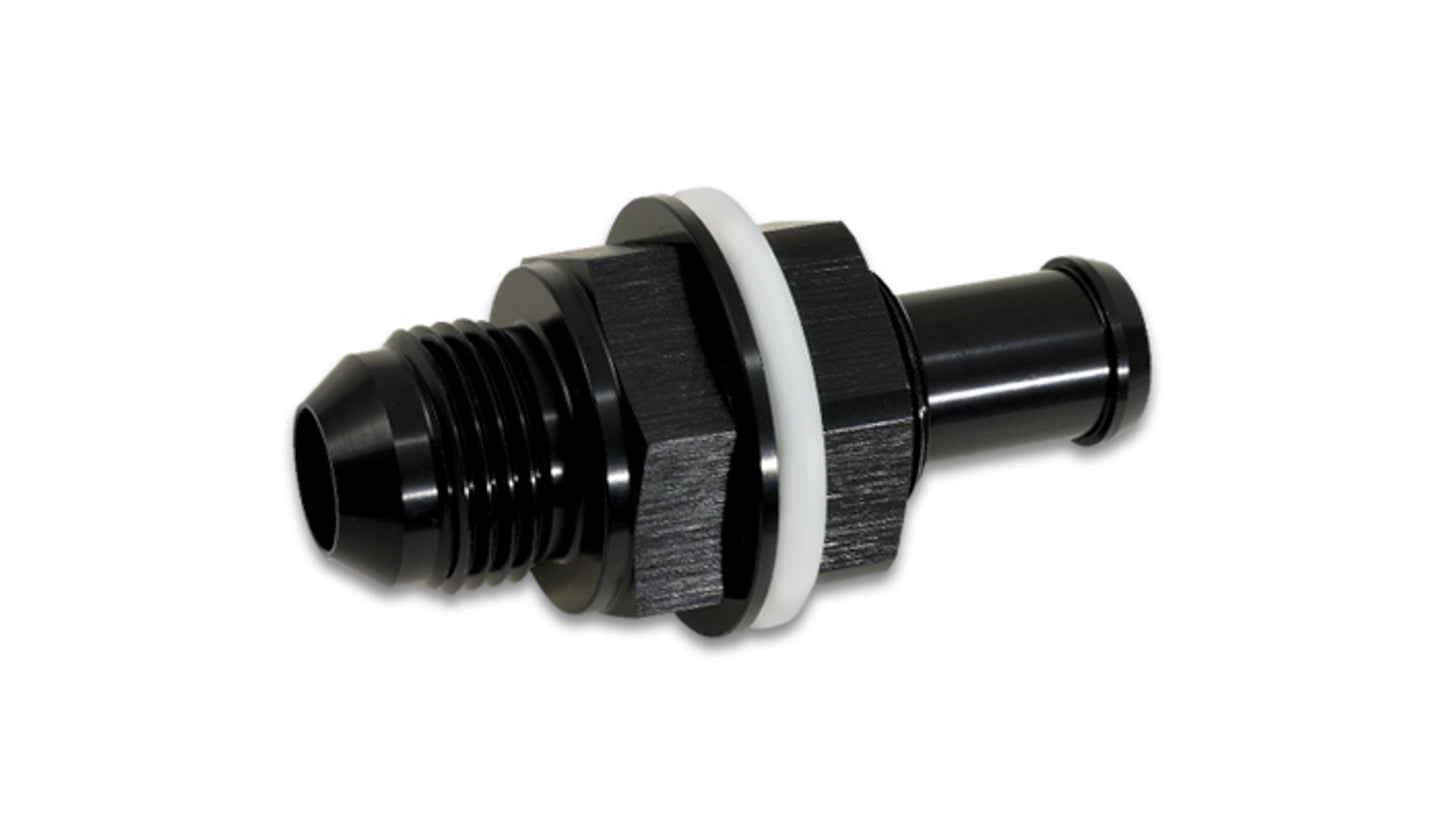 Vibrant Performance Fitting - Bulkhead - Straight - 6 AN Male Bulkhead to 5/16 in Hose Barb - Washers Included -