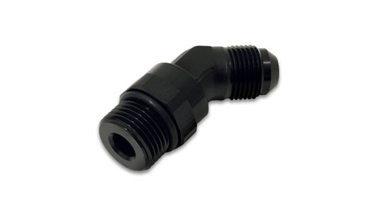 Vibrant Performance Fitting - Adapter - 45 Degree - 6 AN Male to 6 AN Male O-Ring Swivel - Aluminum - Black Anodized -