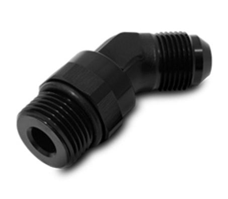 Vibrant Performance Fitting - Adapter - 45 Degree - 10 AN Male to 8 AN Male O-Ring Swivel - Aluminum - Black Anodized