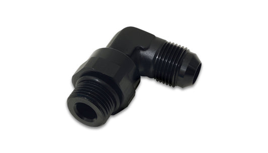 Vibrant Performance Fitting - Adapter - 90 Degree - 6 AN Male to 6 AN Male O-Ring Swivel - Aluminum - Black Anodized -