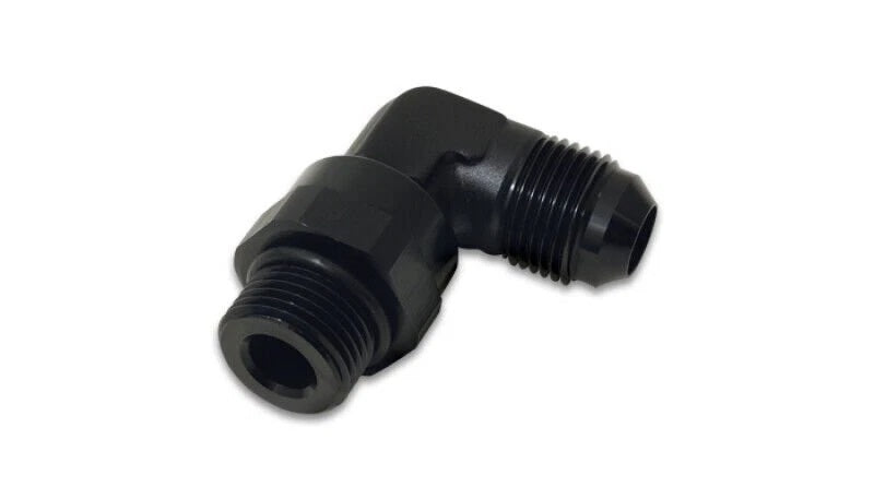 Vibrant Performance Fitting - Adapter - 90 Degree - 10 AN Male to 8 AN Male O-Ring Swivel - Aluminum - Black Anodized