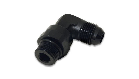 Vibrant Performance Fitting - Adapter - 90 Degree - 10 AN Male to 8 AN Male O-Ring Swivel - Aluminum - Black Anodized