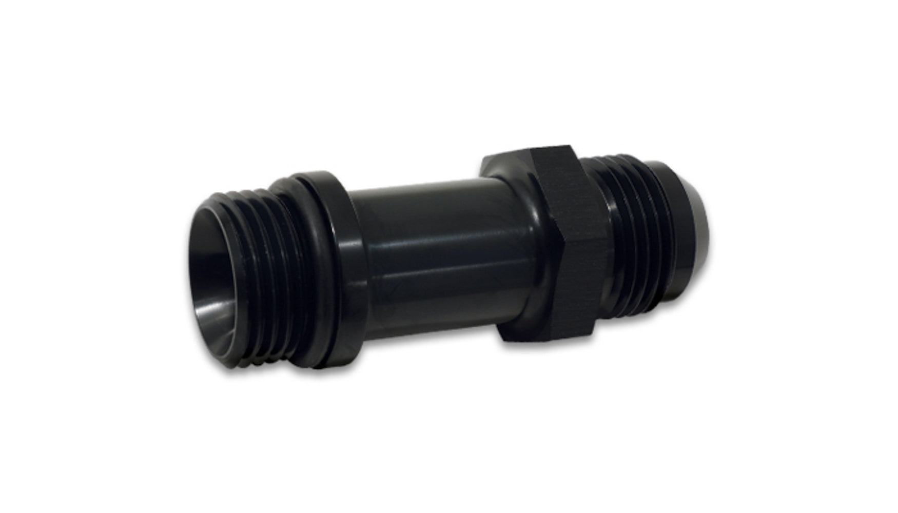 Vibrant Performance Fitting - Adapter - Straight - 8 AN Male to 8 AN Male O-Ring - 1-7/8 in Long - Aluminum - Black