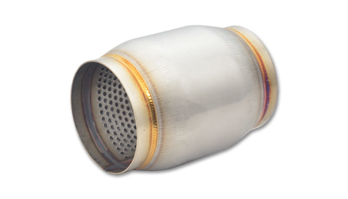 Vibrant Performance Muffler - Race - 3 in Center Inlet - 3 in Center Outlet - 3.75 in Diameter Body - 5 in Long -