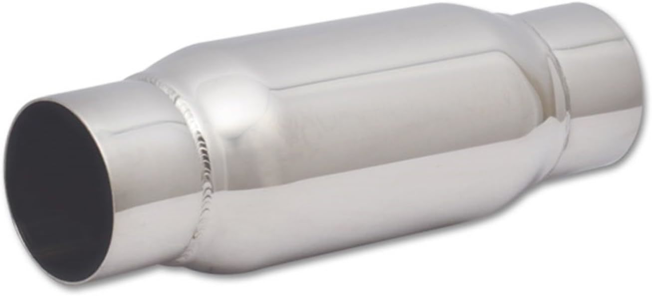 Vibrant Performance Resonator - Bottle Style - 3 in Inlet - 3 in Outlet - 4 in Diameter Body - 12 in Long - Stainless