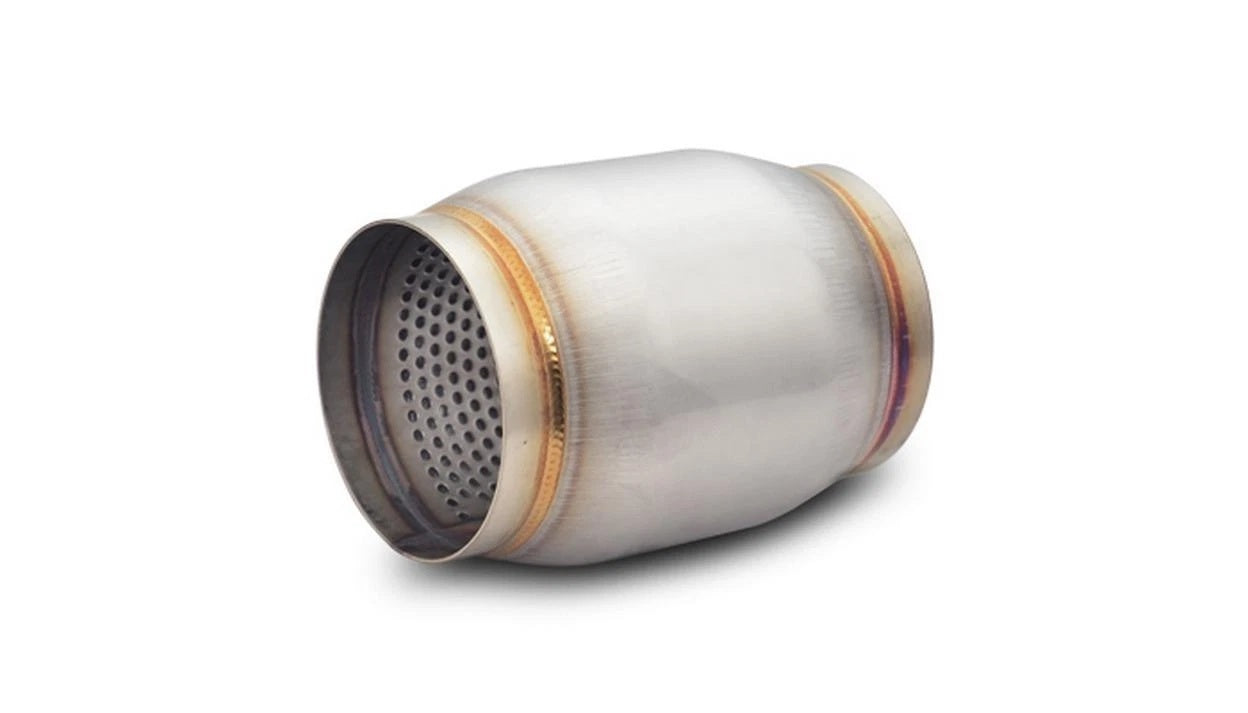 Vibrant Performance Muffler - Race - 4 in Center Inlet - 4 in Center Outlet - 4.5 in Diameter Body - 5 in Long -