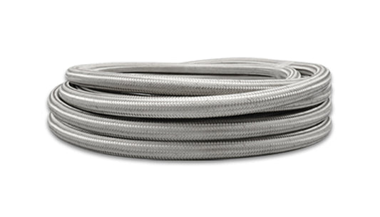 Vibrant Performance Hose - Stainless Steel Braided PTFE Flex Hose - 6 AN - 20 ft - Braided Stainless / PTFE - Natural