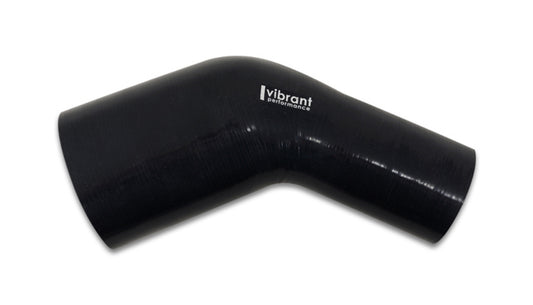 Vibrant Performance Tubing Elbow - Coupler - 45 Degree - 3 in to 4 in ID - 4 in Leg Length - Silicone - Black - Each
