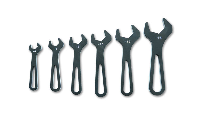 Vibrant Performance AN Wrench Set - Single End - 6 Piece - 4 AN to 16 AN - Aluminum - Black Anodized - Kit