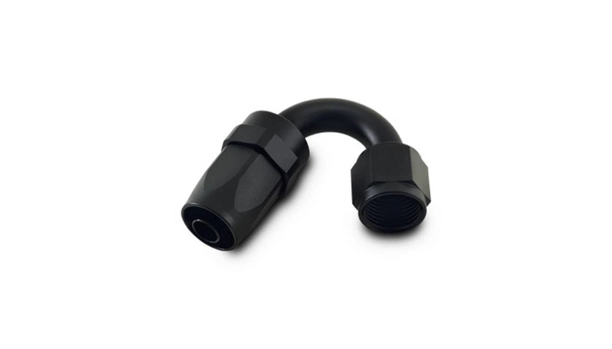 Vibrant Performance Fitting - Hose End - 150 Degree - 10 AN Hose to 10 AN Female - Swivel - Aluminum - Black Anodized