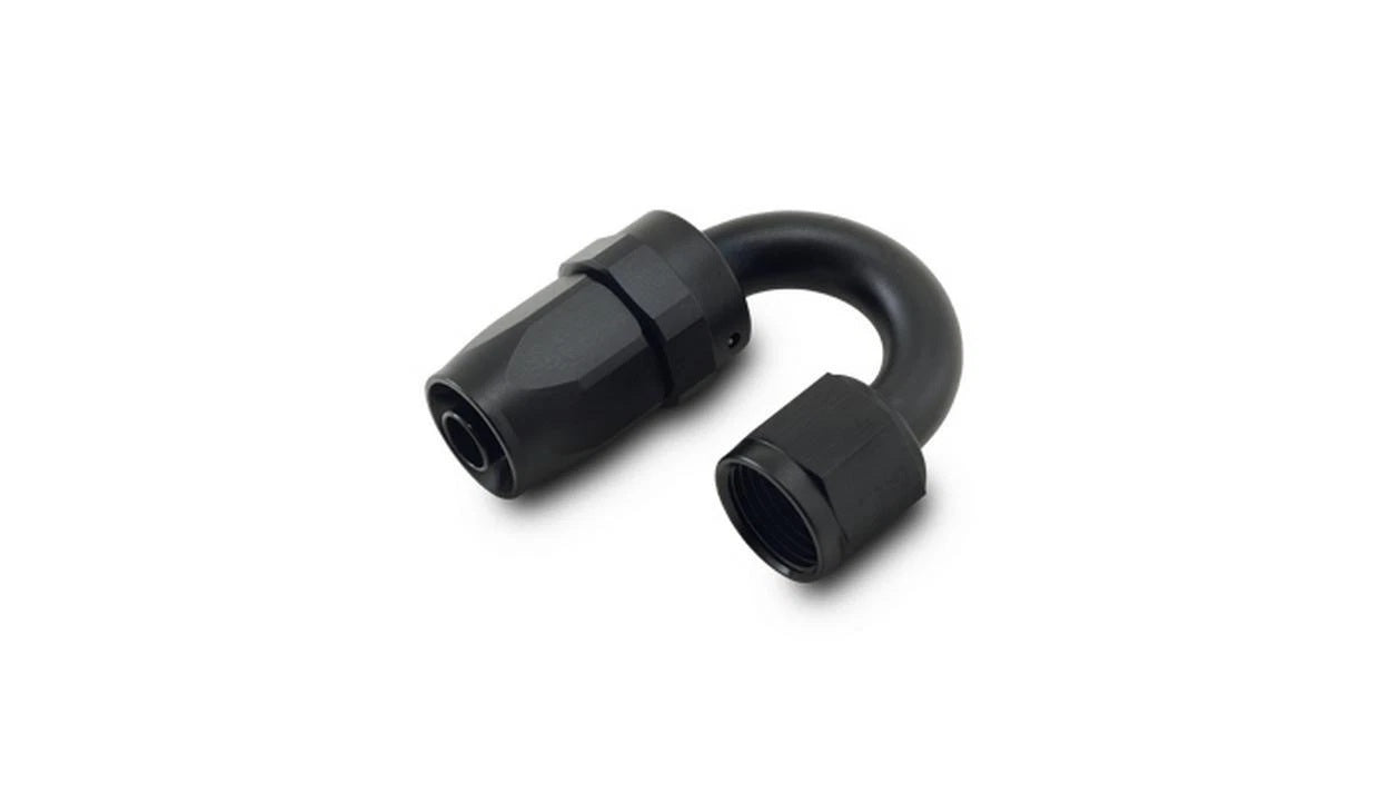 Vibrant Performance Fitting - Hose End - 180 Degree - 8 AN Hose to 8 AN Female - Swivel - Aluminum - Black Anodized -