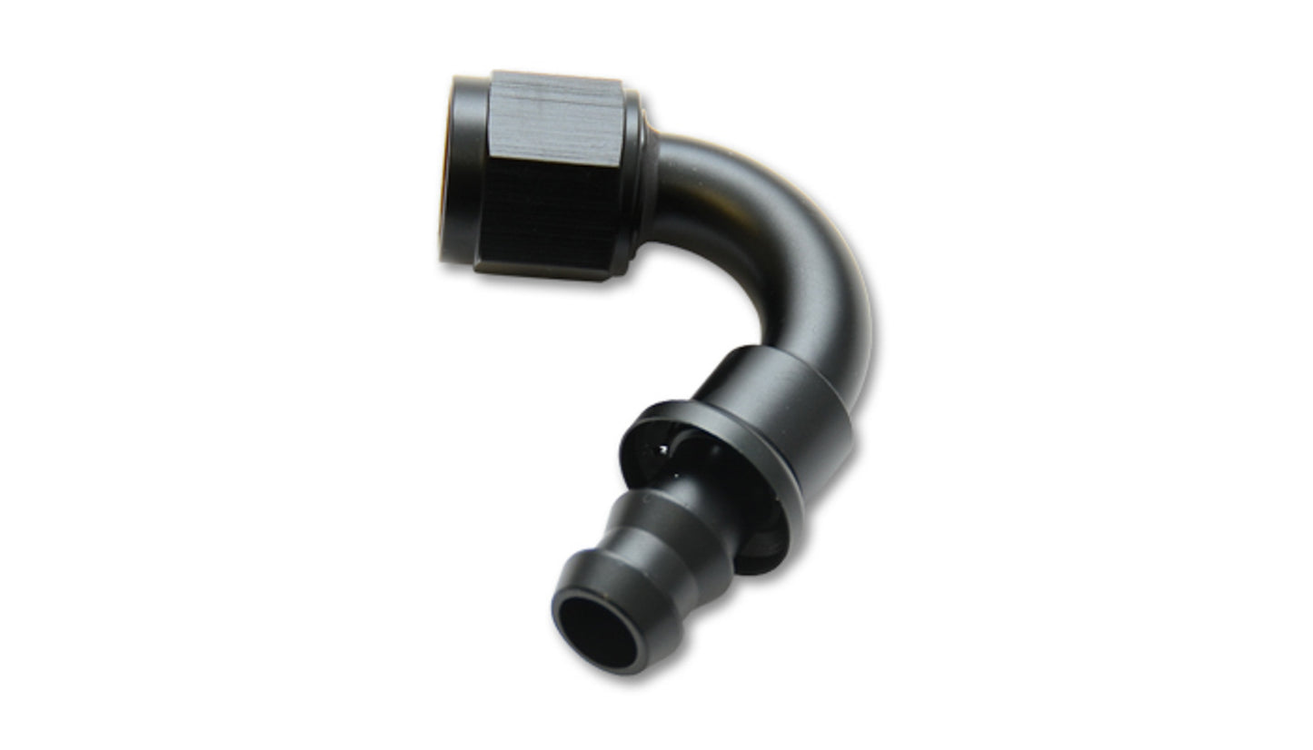 Vibrant Performance Fitting - Hose End - 120 Degree - 12 AN Hose Barb to 12 AN Female - Aluminum - Black Anodized - Each
