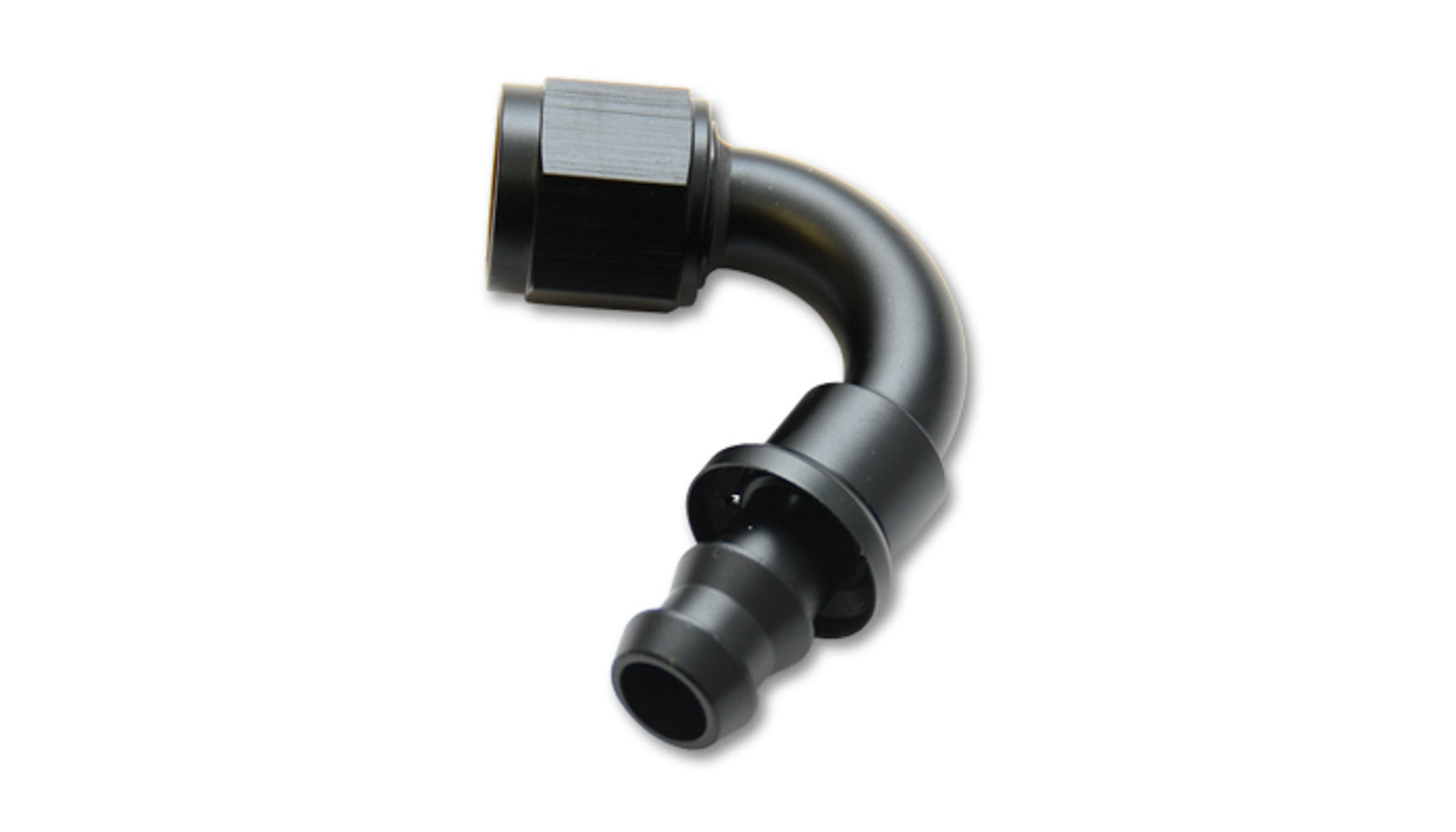 Vibrant Performance Fitting - Hose End - 120 Degree - 12 AN Hose Barb to 12 AN Female - Aluminum - Black Anodized - Each