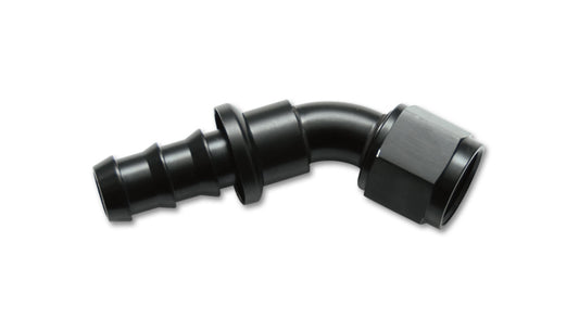 Vibrant Performance Fitting - Hose End - Push-On - 45 Degree - 8 AN Hose Barb to 8 AN Female - Aluminum - Black