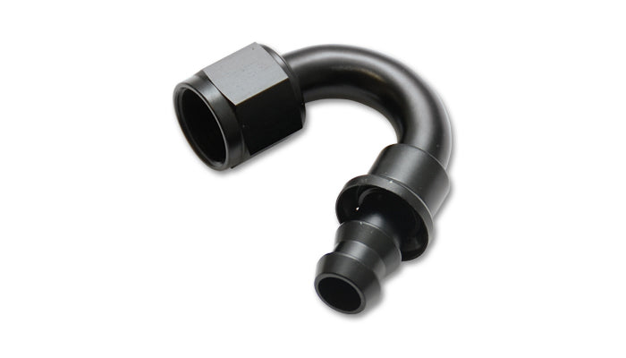 Vibrant Performance Fitting - Hose End - 150 Degree - 10 AN Hose Barb to 10 AN Female - Aluminum - Black Anodized - Each