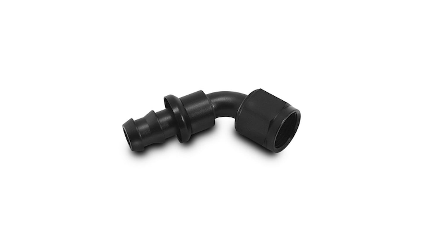 Vibrant Performance Fitting - Hose End - 60 Degree - 6 AN Hose Barb to 6 AN Female - Aluminum - Black Anodized - Each