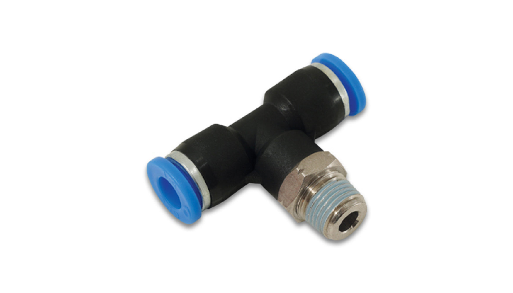 Vibrant Performance Fitting - Adapter Tee - 1/8 in NPT Male x 1/4 in Female Pushlock x 1/4 in Female Pushlock -