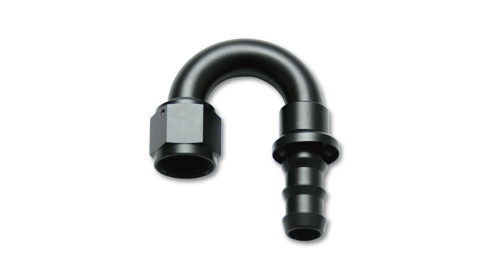 Vibrant Performance Fitting - Hose End - Push-On - 180 Degree - 8 AN Hose Barb to 8 AN Female - Aluminum - Black