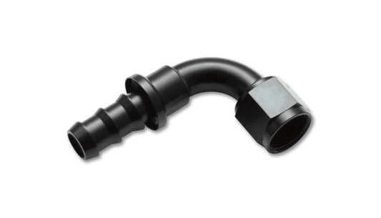 Vibrant Performance Fitting - Hose End - Push-On - 90 Degree - 6 AN Hose Barb to 6 AN Female - Aluminum - Black