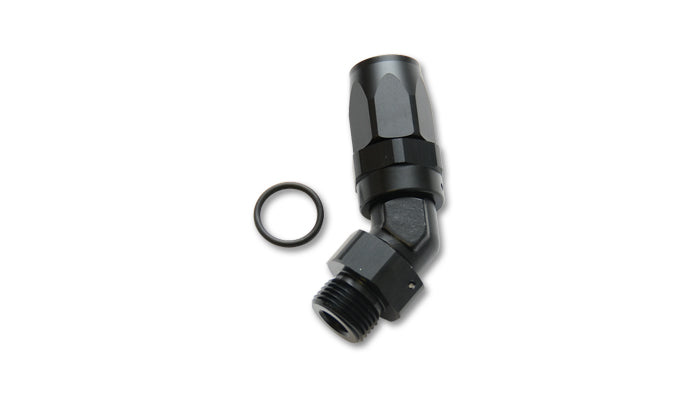 Vibrant Performance Fitting - Hose End - 45 Degree - 16 AN Hose End to 16 AN Male - Aluminum - Black Anodized - Each