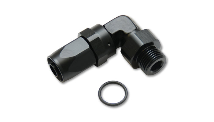 Vibrant Performance Fitting - Hose End - 90 Degree - 16 AN Hose End to 12 AN Male - Aluminum - Black Anodized - Each