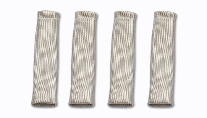 Vibrant Performance Spark Plug Boot Sleeve - 0.75 in Diameter - 8 in Long - Braided Fiberglass - Silver - Set of 4