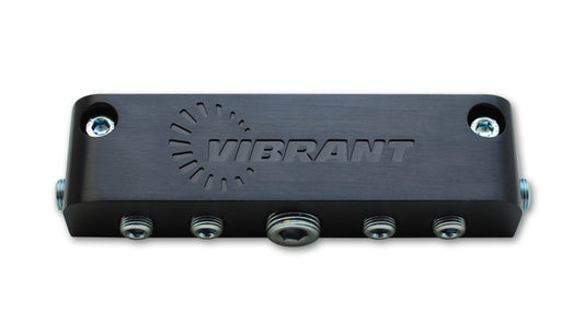 Vibrant Performance Fitting - Manifold - 3/8 in NPT Female Inlet - Six 1/8 in NPT Female Outlets - Aluminum - Black