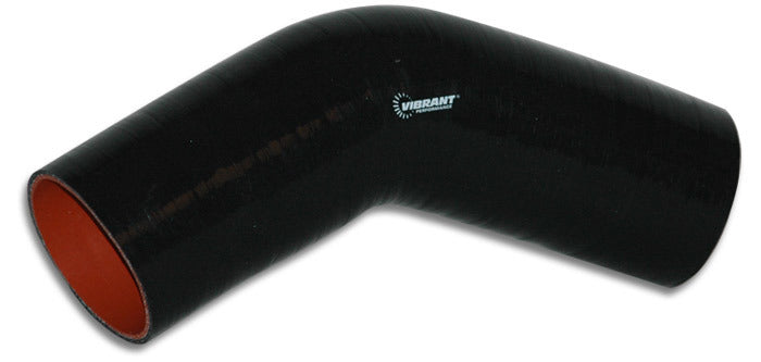 Vibrant Performance Tubing Elbow - 45 Degree - 2-3/4 in ID - 4 x 4 in Legs - Silicone - Black - Each