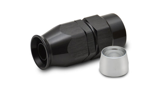 Vibrant Performance Fitting - Hose End - Straight - 6 AN PTFE Hose to 6 AN Female - Aluminum - Black Anodized - Each