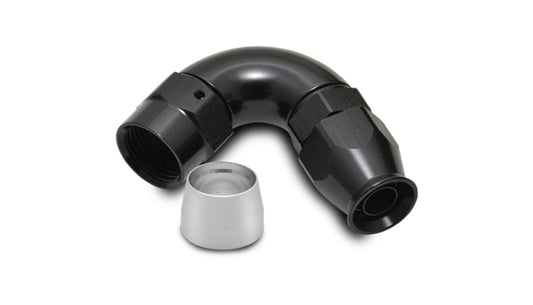 Vibrant Performance Fitting - Hose End - 120 Degree - 8 AN PTFE Hose to 8 AN Female - Aluminum - Black Anodized - Each