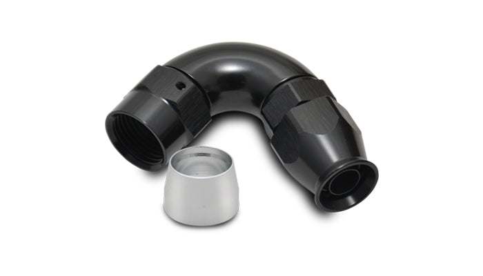 Vibrant Performance Fitting - Hose End - 120 Degree - 10 AN PTFE Hose to 10 AN Female - Aluminum - Black Anodized - Each