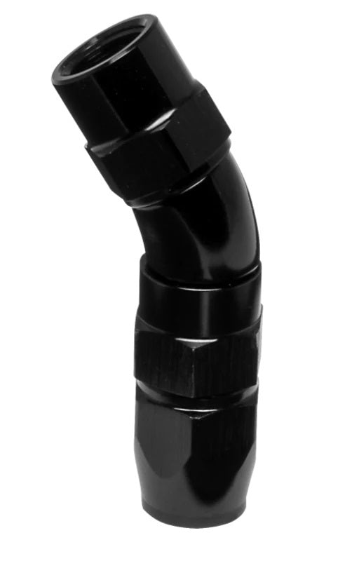 Vibrant Performance Fitting - Hose End - 30 Degree - 3 AN PTFE Hose to 3 AN Female - Aluminum - Black Anodized - Each