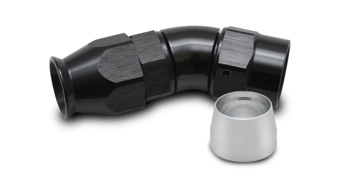 Vibrant Performance Fitting - Hose End - 30 Degree - 8 AN PTFE Hose to 8 AN Female - Aluminum - Black Anodized - Each
