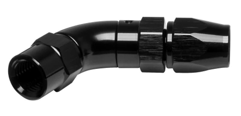 Vibrant Performance Fitting - Hose End - 45 Degree - 3 AN PTFE Hose to 3 AN Female - Aluminum - Black Anodized - Each