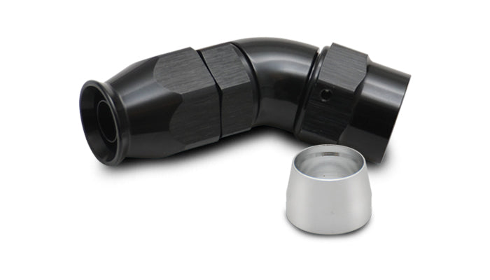Vibrant Performance Fitting - Hose End - 45 Degree - 8 AN Hose to 8 AN Female - Swivel - Aluminum - Black Anodized -