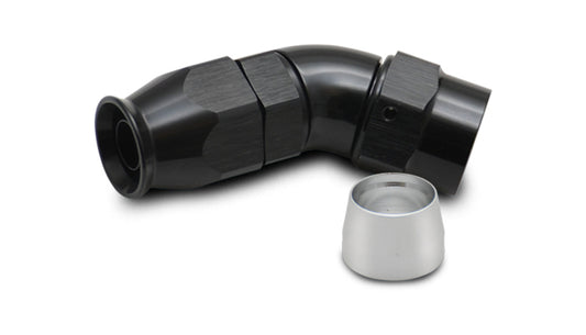 Vibrant Performance Fitting - Hose End - 45 Degree - 8 AN Hose to 8 AN Female - Swivel - Aluminum - Black Anodized -