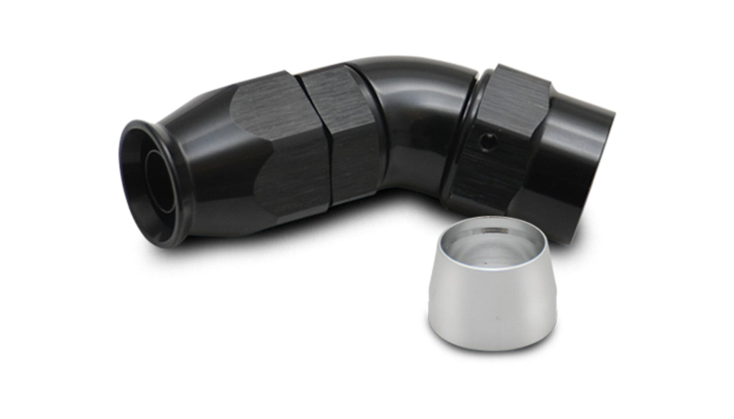 Vibrant Performance Fitting - Hose End - 45 Degree - 12 AN Hose to 12 AN Female - Swivel - Aluminum - Black Anodized -