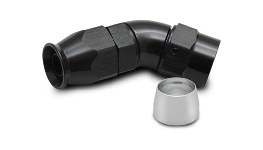 Vibrant Performance Fitting - Hose End - 45 Degree - 12 AN Hose to 12 AN Female - Swivel - Aluminum - Black Anodized -