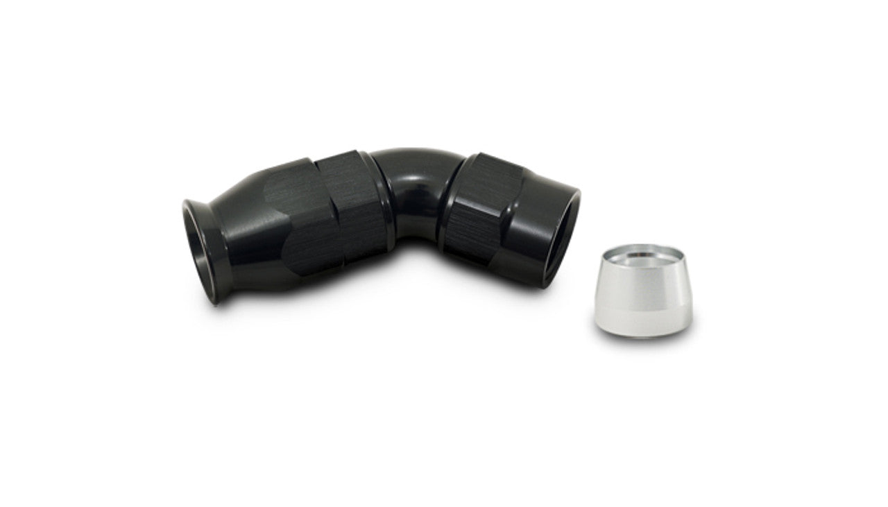 Vibrant Performance Fitting - Hose End - 45 Degree - 16 AN PTFE Hose to 16 AN Female - Aluminum - Black Anodized - Each