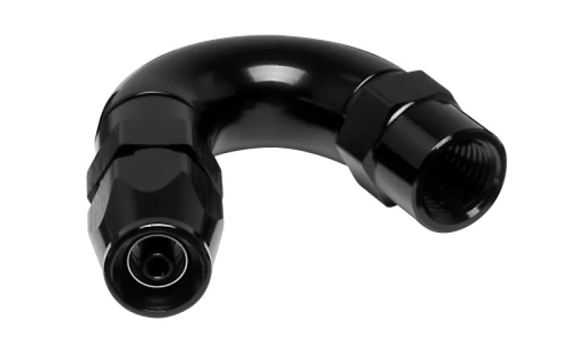 Vibrant Performance Fitting - Hose End - 150 Degree - 3 AN PTFE Hose to 3 AN Female - Aluminum - Black Anodized - Each