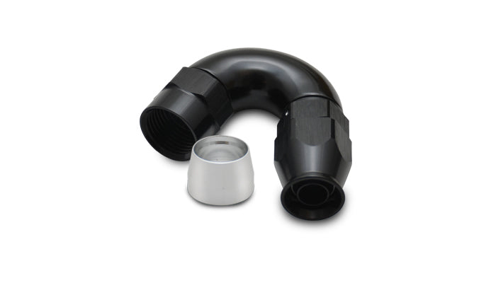 Vibrant Performance Fitting - Hose End - 150 Degree - 10 AN Hose to 10 AN Female - Swivel - Aluminum - Black Anodized