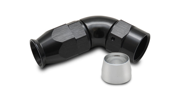 Vibrant Performance Fitting - Hose End - 60 Degree - 8 AN PTFE Hose to 8 AN Female - Swivel - Aluminum - Black