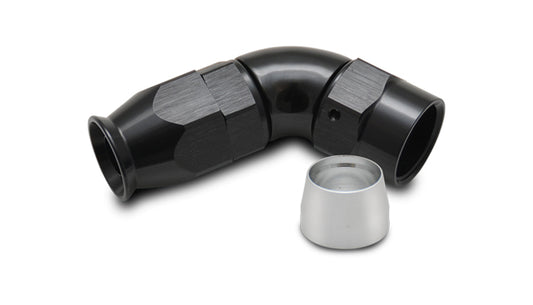 Vibrant Performance Fitting - Hose End - 60 Degree - 10 AN PTFE Hose to 10 AN Female - Aluminum - Black Anodized - Each