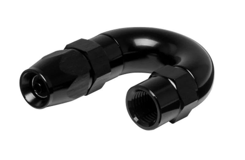 Vibrant Performance Fitting - Hose End - 180 Degree - 3 AN PTFE Hose to 3 AN Female - Aluminum - Black Anodized - Each